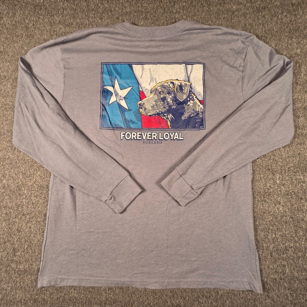 Burlebo Long Sleeve Shirt Mens Large Forever Loyal Dog Texas Flag  Pocket Tee